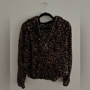 Leopard Print Fleece Hoodie
